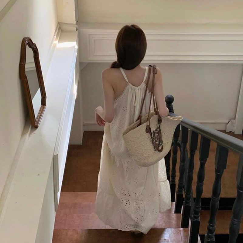 ANNAS 正韓 特價便宜款 實拍 度假長洋裝 蕾絲燒花 長裙 削尖洋裝 海島渡假 浪漫女神性感 8