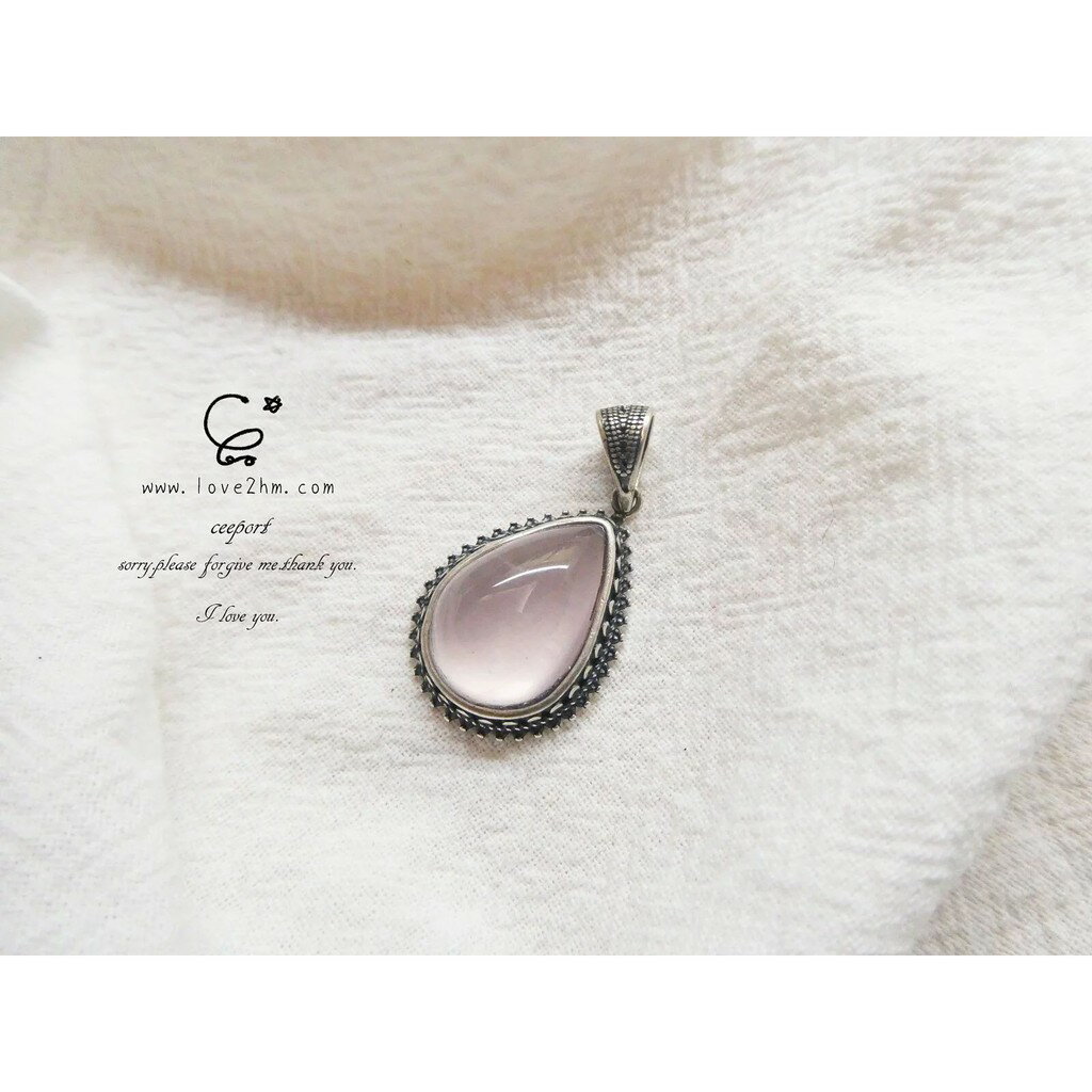 粉晶 925純銀吊墜 217303/粉晶/晶石鍊墜/925純銀/ [晶晶工坊-love2hm]