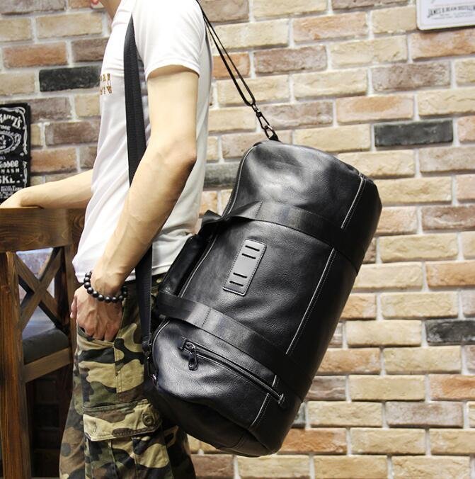 FINDSENSE Z1 韓國 時尚 潮 男 複古 皮質 大容量 手提包 旅行包 行李包 單肩包 側背包