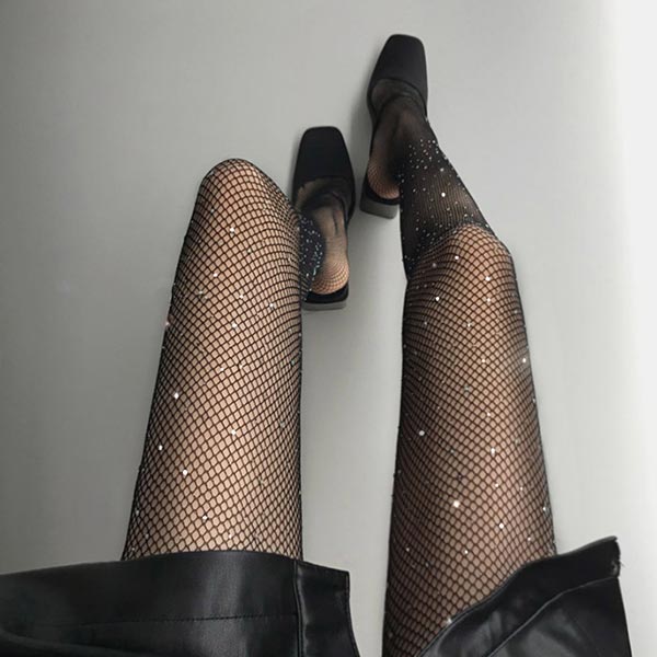 ANNAS 正韓鑽石網襪閃亮水鑽亮片絲襪褲襪打底襪網紗 簍空蕾絲性感夜店派對聖誕跨年韓國 1