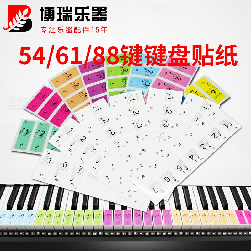 鋼琴簡譜貼紙電子琴61鍵盤音標初學者認譜88鍵按鍵琴鍵數字音符貼