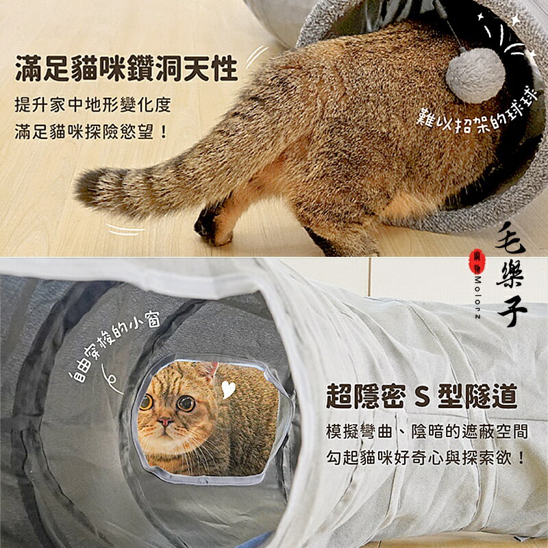汪喵星球 貓玩具 S型貓隧道 靜音 可折疊收納 躲貓貓 隧道玩具 貓窩 2
