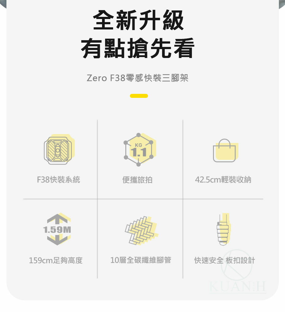 COMAN 科漫 Zero F38 零感 F38快裝 阿卡快裝 碳纖維三腳架 科漫原廠 專業腳架 快拆腳架 相機腳架｜領券最高折$220 7