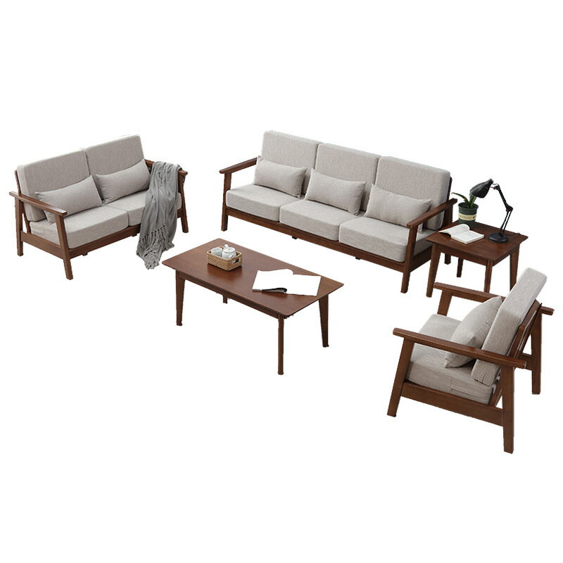 【免運】 美雅閣| 日式簡約客廳家具橡木組合沙發可拆洗北歐風軟包小戶型全實木沙發