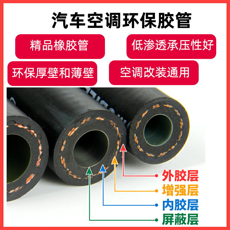 汽車空調膠管134a厚壁薄壁環保管貨車挖機收割機管道改裝通用配件