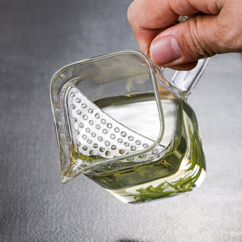 方形月牙玻璃公道杯加厚家用分茶器耐熱茶漏套裝功夫茶具配件濾茶