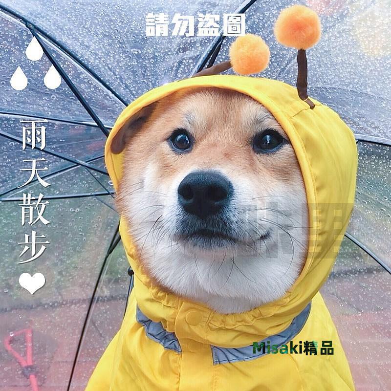 おすすめ 超優質 狗狗雨衣 小蜜蜂 雨衣 COSPLAY 柴犬 鬥牛犬 寵物雨衣 拍照 項圈-Misaki精品