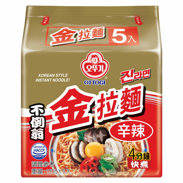 《 Chara 微百貨 》韓國 OTTOGI 不倒翁 金拉麵 辣味 5入家庭號 金拉麵 金 拉麵