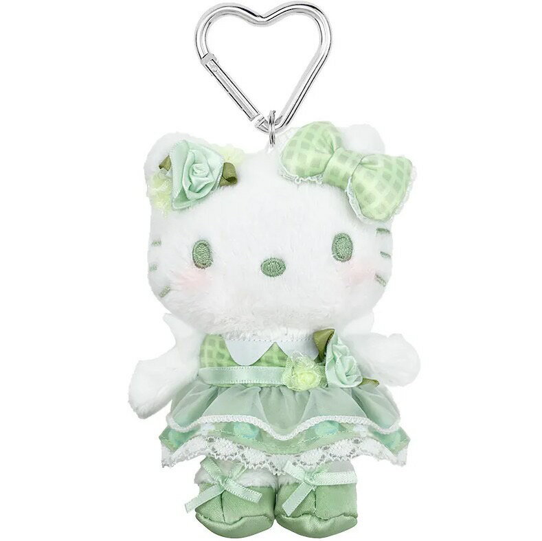 【震撼精品百貨】Hello Kitty 凱蒂貓~日本三麗鷗sanrio KITTY造型絨毛娃娃吊飾-綠花*72671