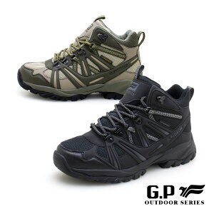 【GP】高筒防水登山休閒鞋P7763M-黑色/軍綠(SIZE:39-44 共二色) G.P
