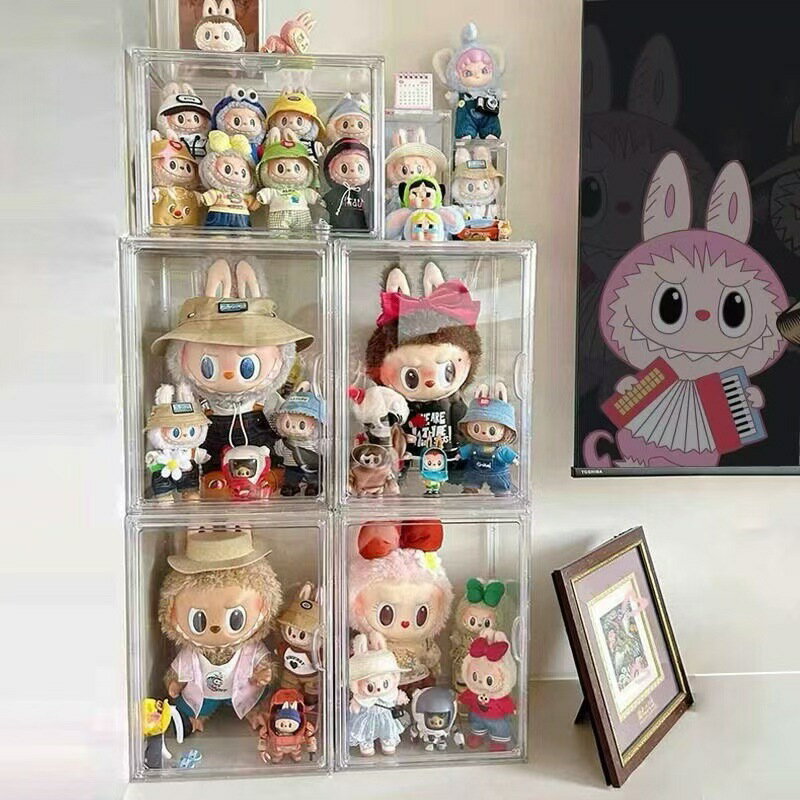 快速出貨 公司貨 Labubu拉布布盲盒磁吸收納盒搪膠公仔防塵展示架泡泡瑪特玩偶手辦