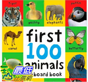 [107美國直購] 暢銷書 First 100 Animals Board book – May 10, 2011