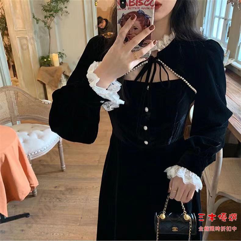 尾牙禮服 洋裝 小禮服女2024秋季黑色顯瘦性感宴會晚禮服長款名媛聚會生日連衣裙交換禮物 三木優選