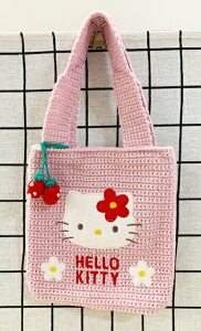 【震撼精品百貨】Hello Kitty 凱蒂貓 HELLO KITTY日本SANRIO三麗鷗KITTY編織提袋-粉S*79200 震撼日式精品百貨