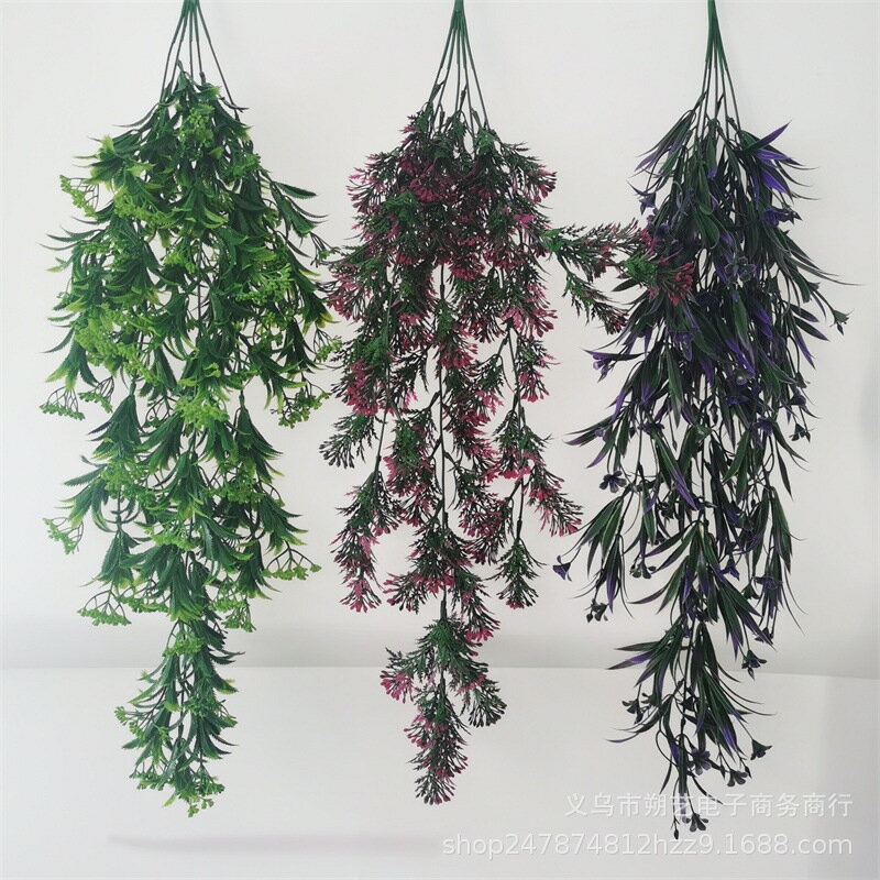 亞馬遜模擬綠植假花壁掛 滿天星藤條 塑膠樹葉藤蔓酒店禮堂裝飾花