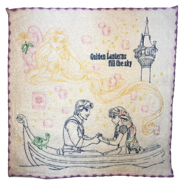 大賀屋 日貨 長髮公主 手帕 刺繡 方巾 擦手巾 小毛巾 樂佩 公主 迪士尼 Disney 正版授權 J00015598