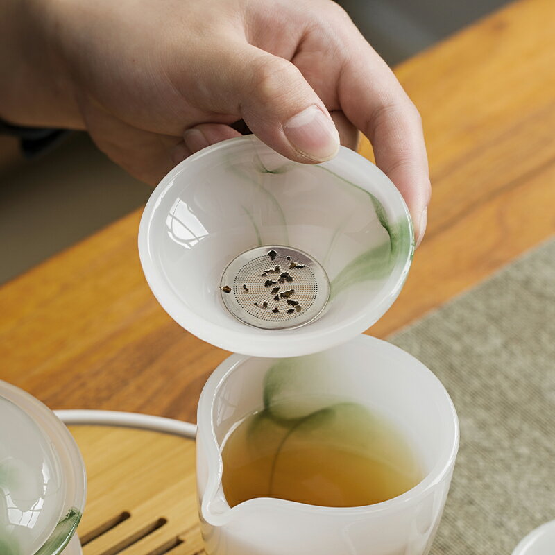 雲窩水墨玉瓷茶漏茶濾創意超細一體過濾器濾茶網功夫茶具配件茶隔