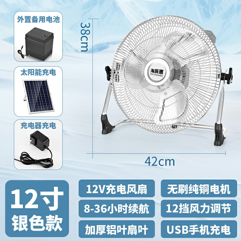 {可打統編 保固一年}太陽能充電戶外電風扇家用大風力蓄電池戶外釣魚學生宿舍便攜式 0