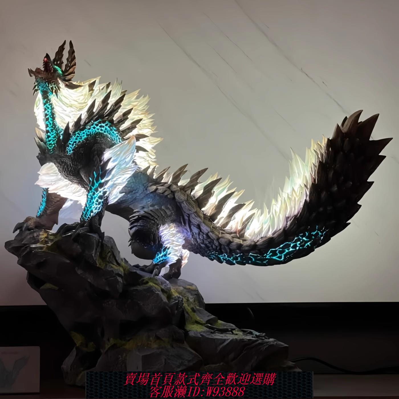 {臺灣公司貨 可打統編}PS怪物獵人世界雷狼龍手辦動漫雕像擺件gk遊戲怪獸超大模型可發光