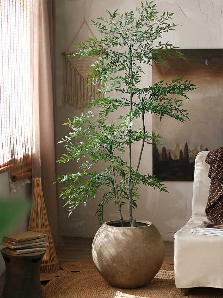 仿真綠植南天竹室內客廳假樹仿生植物奶茶店空間造景裝飾擺件盆栽