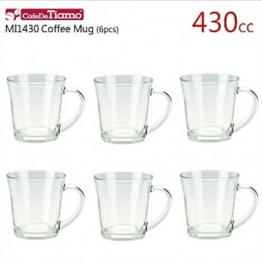 金時代書香咖啡 Tiamo MI1430 有柄咖啡杯 430ml 六入 HG1746