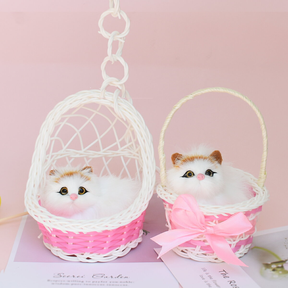 會叫模擬小貓咪毛絨玩具模擬狗模擬兔筐子小貓模擬動物模型玩偶