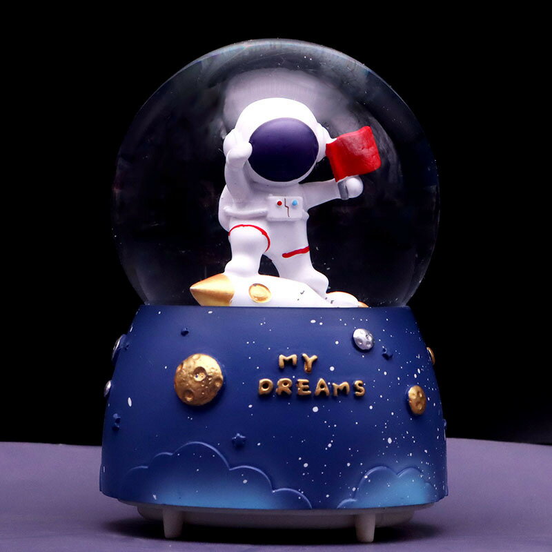 太空人宇航員水晶球音樂盒擺件飄雪光學生創意禮品生日禮物精品店