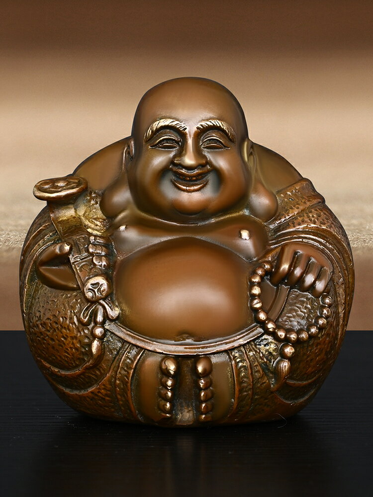 招財擺件送禮禮品 純銅彌勒佛擺件笑口常開一團和氣如意大肚彌勒笑佛客廳裝飾工藝品