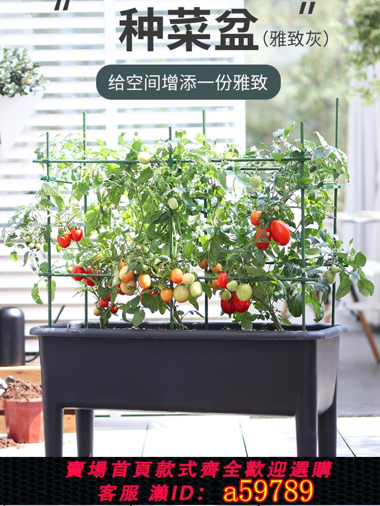 【臺灣公司 可打統編】家庭陽臺種菜神器塑膠種植箱戶外樓頂栽蔬菜花盆長方形花箱簡約風