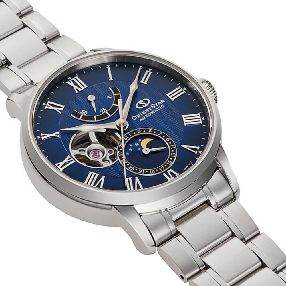 Orient 東方錶 東方之星 (RE-AY0103L) Moon Phase 系列 月相 半鏤空錶 星空藍 41mm｜樂天全館特惠中★指定刷卡回饋10% 1