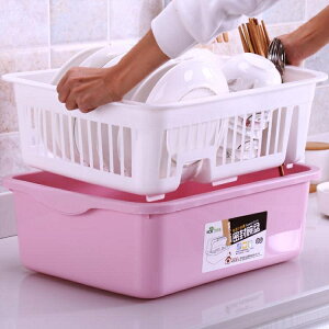 熱銷推薦-放碗櫃塑料家用廚房瀝水碗架裝餐具碗筷碗碟架收納盒帶蓋箱置物架【摩可美家】