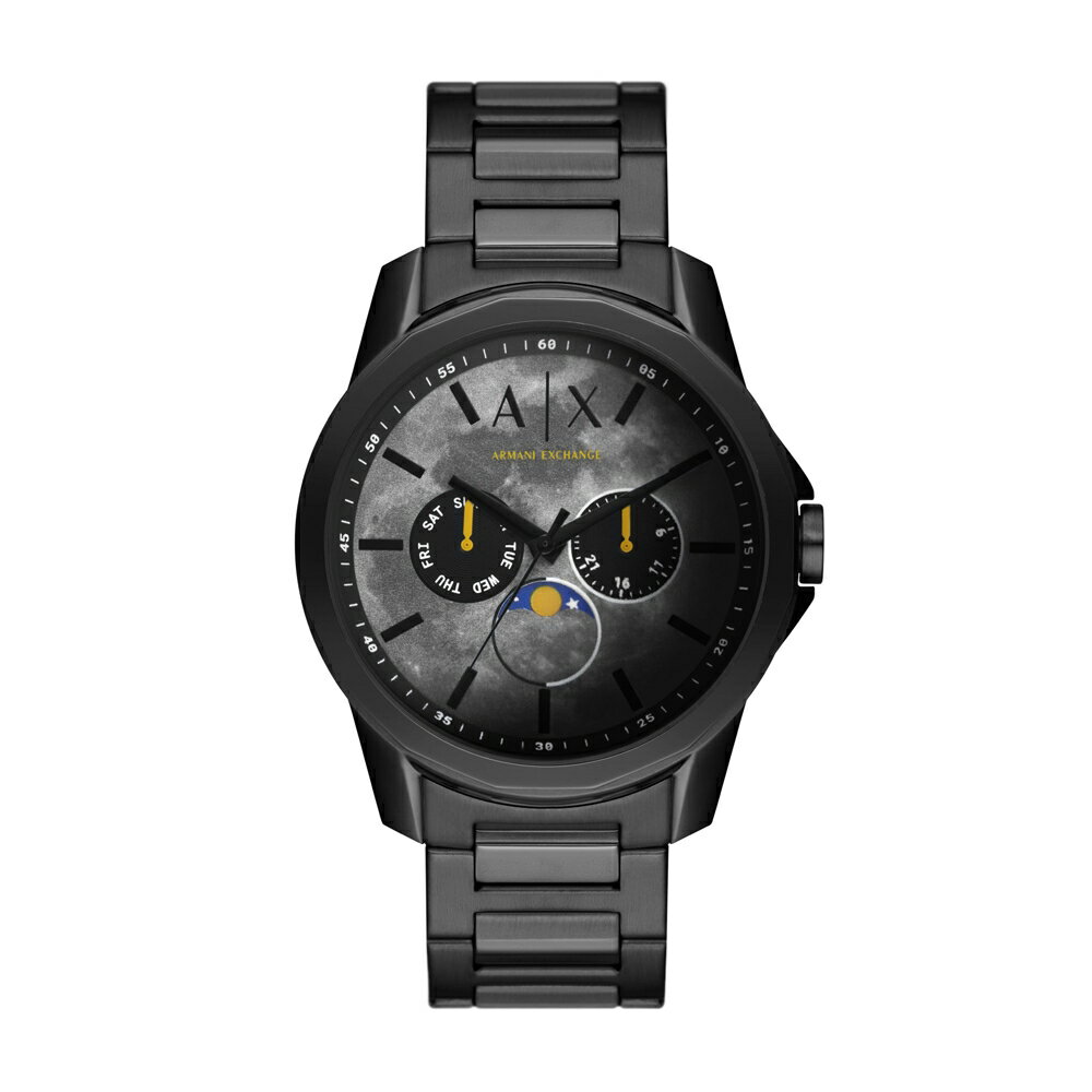 送禮首選★A│X Armani Exchange 迷幻星月三眼計時腕錶黑-AX1738-44mm 附提袋【全館滿額折價★APP下單跨店最高22%點數回饋】