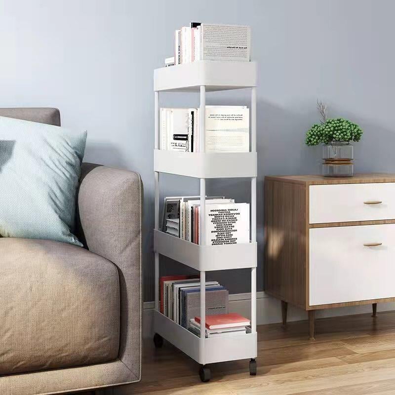 書架可移動推車落地置物架客廳臥室簡易書桌書本收納窄小整理架