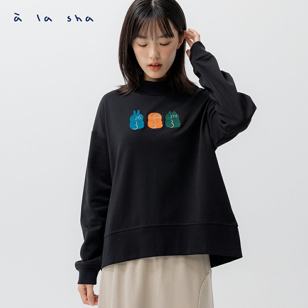 a la sha 動物排排坐高領落肩T