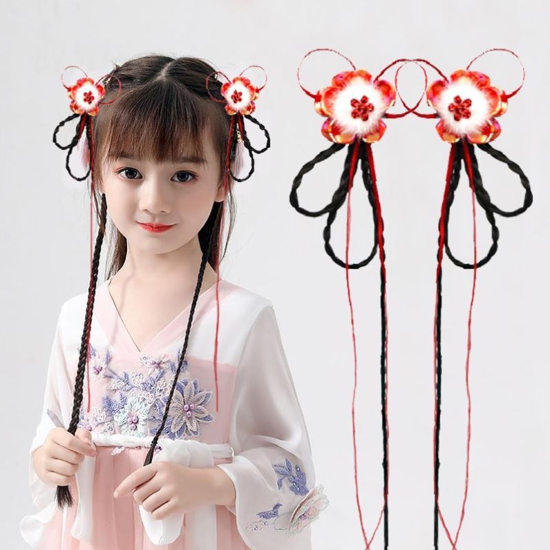 女童辮子兒童頭花古風寶寶公主中國飾品漢服可愛假配飾風發飾頭飾