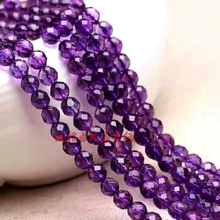 DIY飾品配件 64刻面紫水晶半成品散珠 串珠材料