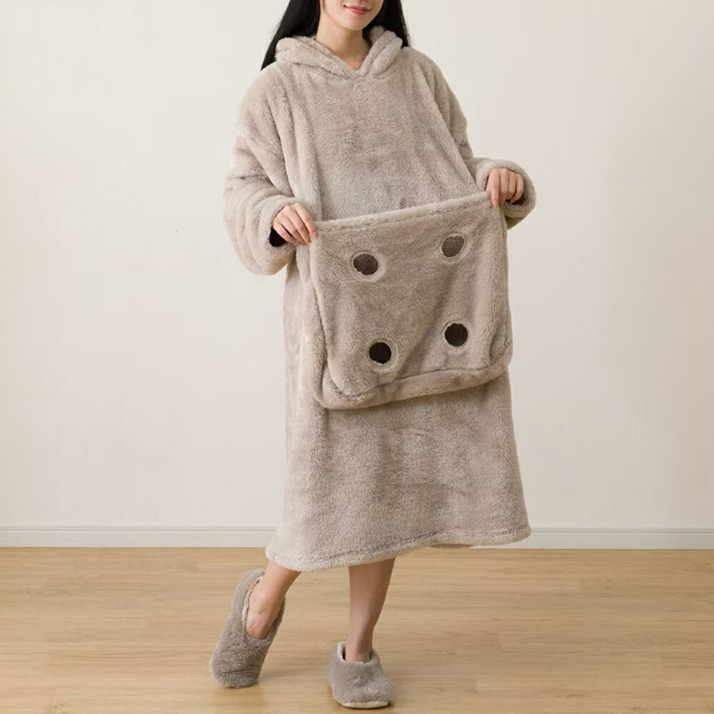 【DECO HOME商品】吸濕發熱 人寵穿戴式毛毯 N WARM KK10 GY 105(DH) NITORI宜得利家居 1