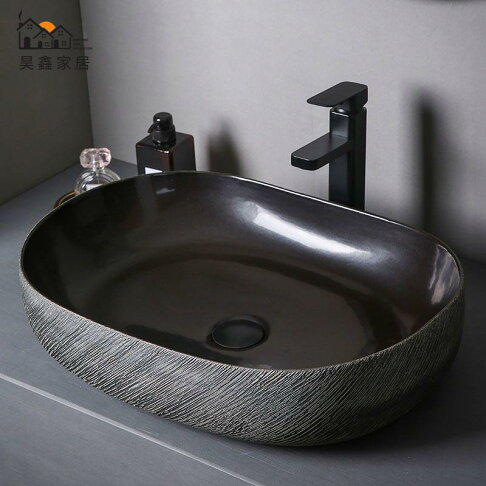 免運 台上盆 洗手盆 小戶型陶瓷盆 面盆 黑色臺上盆藝術盆大尺寸庭院洗手盆單盆衛生間洗臉盆戶外陶瓷水池特惠/新品特價 工廠直銷 可開立發票 5H714 0