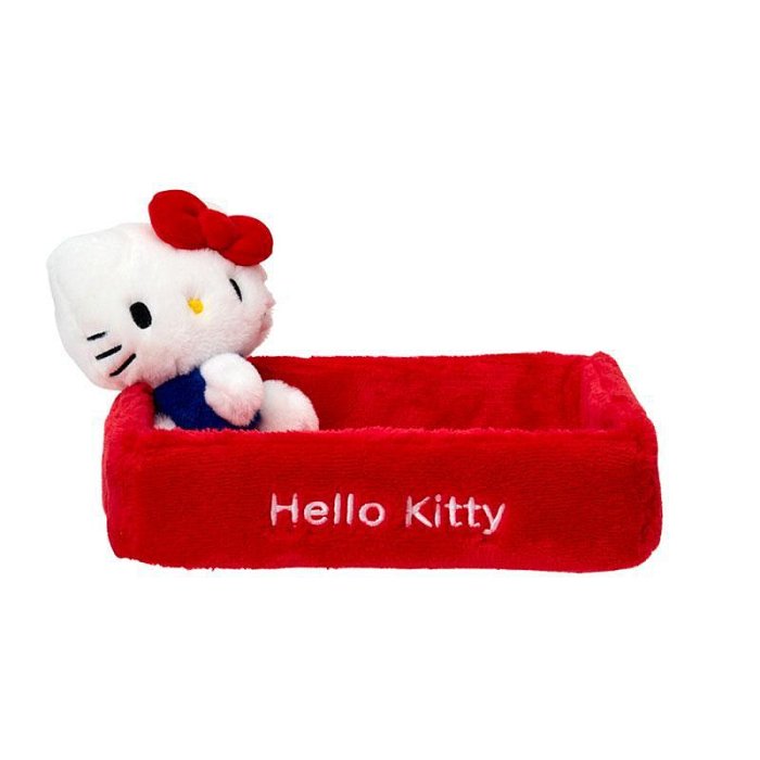 【震撼精品百貨】Hello Kitty 凱蒂貓~日本SANRIO三麗鷗 KITTY絨毛造型收納盒-方形坐姿款*31532