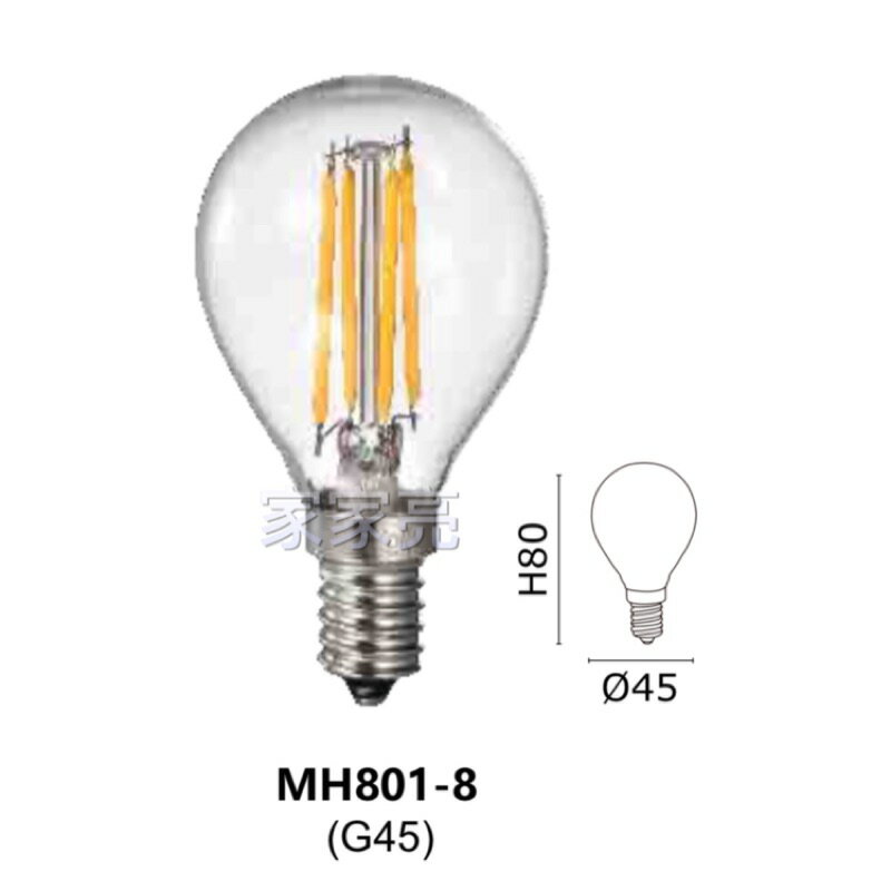 (A Light) MARCH E14 E27 4W LED 燈絲燈 G45 燈絲球泡 110V 燈泡 MH801-8