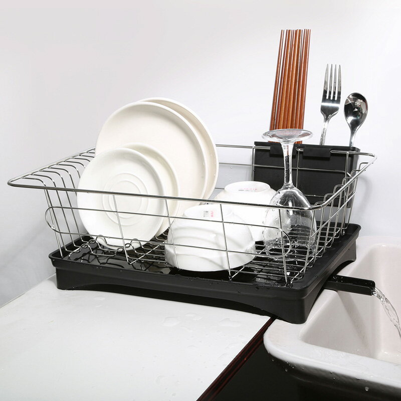 不銹鋼瀝水碗碟架帶瀝水盤廚房餐具置物架濾水晾碗盤筷子收納架