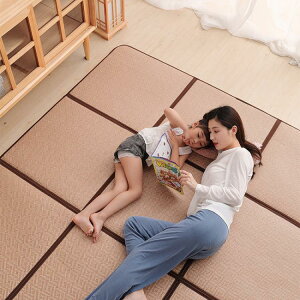 日式客廳地毯折疊涼席墊子藤編榻榻米地墊地鋪墊夏季兒童爬行墊 全館免運