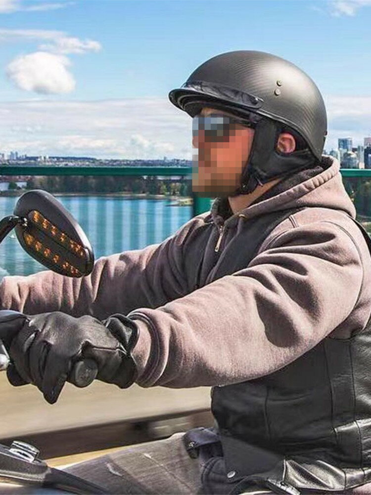 碳纖維半盔哈雷頭盔男女摩托車復古機車巡航瓢盔電動車安全帽夏季