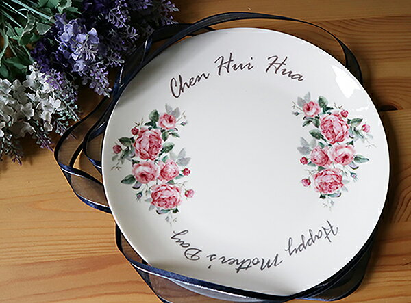 客製化-美麗的紀念8吋骨瓷盤 生日禮物 / 婚禮小物 / 母親節