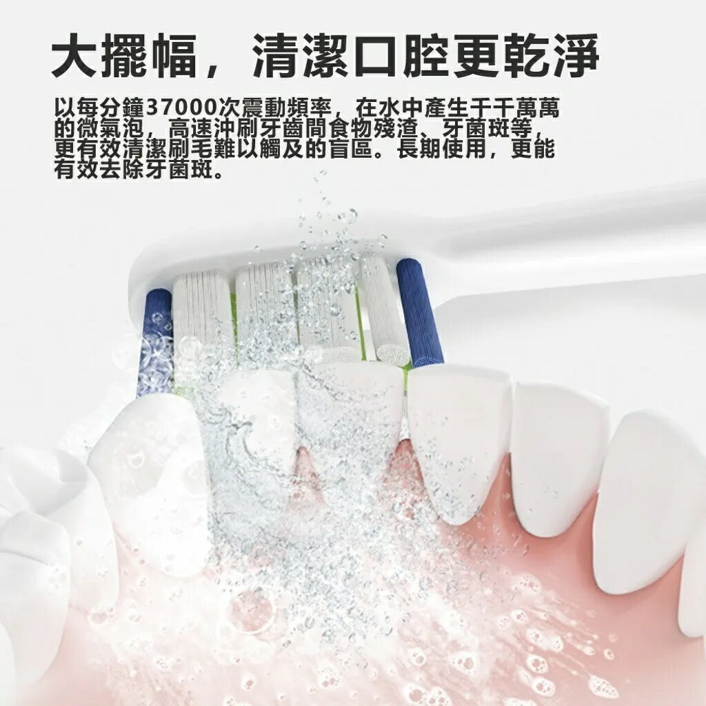 防水T1超微震動電動牙刷 贈刷頭x2【緣屋百貨】天天出貨 MIT 聲波牙刷 成人軟毛牙刷 牙齒美白 刷牙潔牙 杜邦刷毛 7