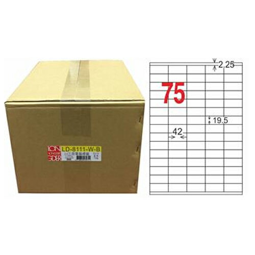【龍德】A4三用電腦標籤 19.5x42mm 白色 1000入 / 箱 LD-8111-W-B