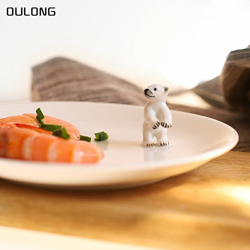 創意卡通陶瓷餐具水果盤子可愛白熊餐盤盤菜甜品盤碟子動物盤家用