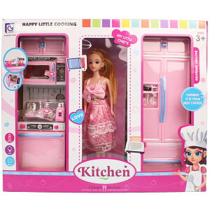 娃娃 + 廚具組 818-139(內附電池)/一盒入(促700)一般娃娃 芭比娃娃~CF138259