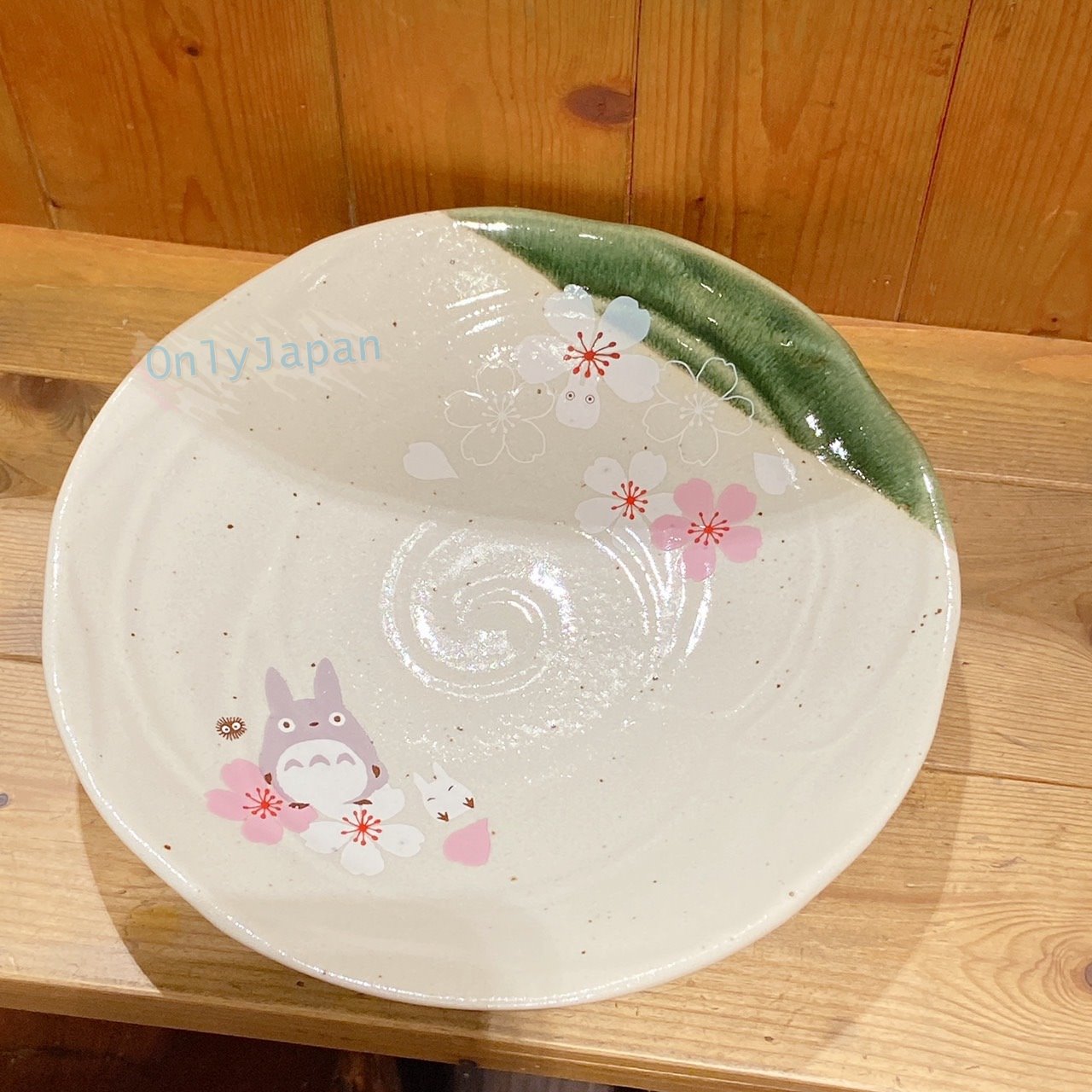 真愛日本 龍貓美濃燒皿 日本製深皿 美濃燒深皿 陶深皿 龍貓和風櫻花 美濃燒深皿 龍貓盤 盤皿 小盤子