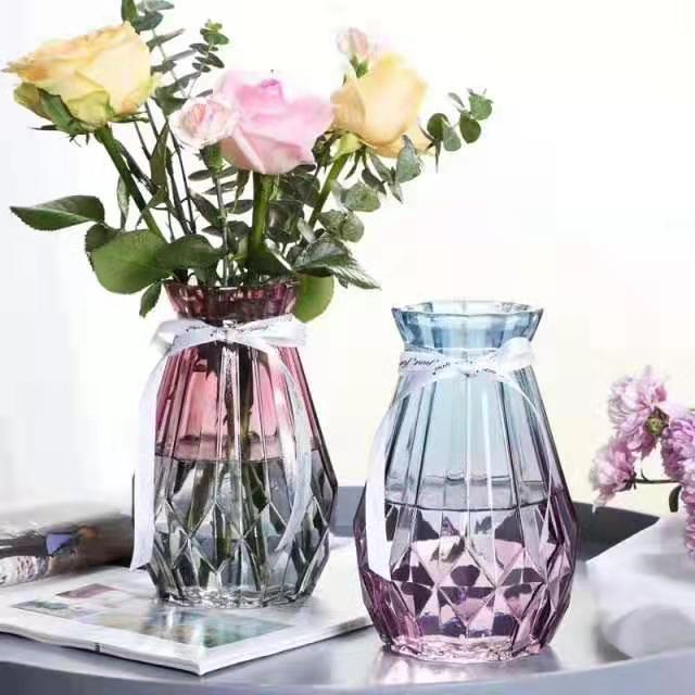 客廳透明花瓶 創意簡約 北歐干花插花水培綠蘿植物玻璃瓶家用擺件
